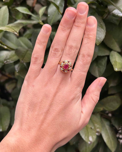 Bague Marguerite Rubis 1.54 carat &amp; Diamants &quot;Rayna&quot; - Elliade Paris
