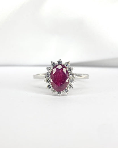 Bague Marguerite Rubis 1.64 carat &amp; Diamants "Daniella" - Elliade Paris