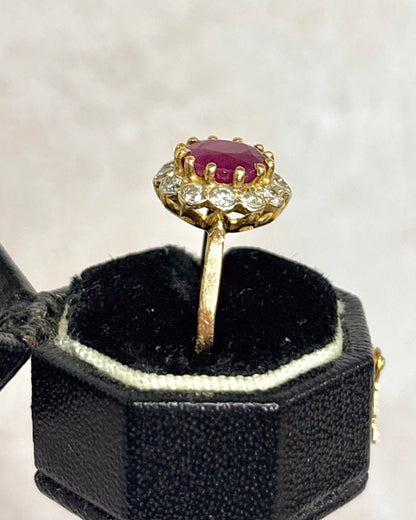 Bague Marguerite Rubis 1.70 carat &amp; Diamants 0.24 carat "Elia" - Elliade Paris