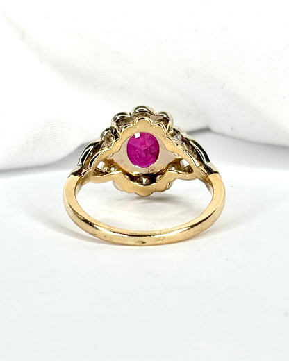 Bague Marguerite Rubis 1.85 carat &amp; Diamants 0.60 carat "Inanna" - Elliade Paris