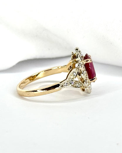 Bague Marguerite Rubis 1.85 carat &amp; Diamants 0.60 carat "Inanna" - Elliade Paris