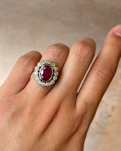 Bague Marguerite Rubis 2.55 carats &amp; Diamants 0.56 carat "Rosie" - Elliade Paris