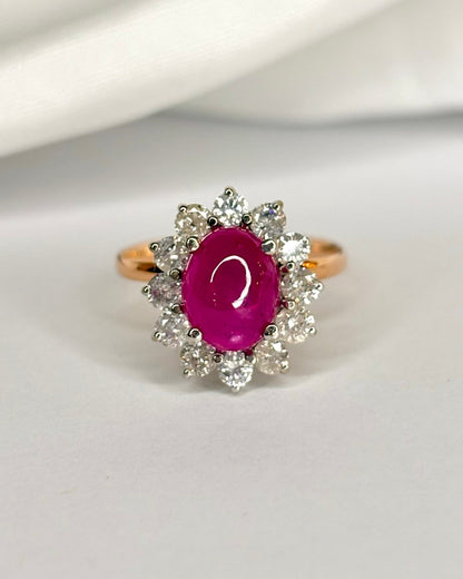 Bague Marguerite Rubis 4 carats &amp; Diamants 0.84 carat "Gaelle" - Elliade Paris