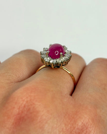 Bague Marguerite Rubis 4 carats &amp; Diamants 0.84 carat "Gaelle" - Elliade Paris