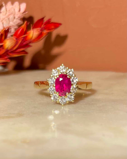 Bague Marguerite Rubis 0.55 carat &amp; Diamants 0.30 carat &quot;Fériel&quot;