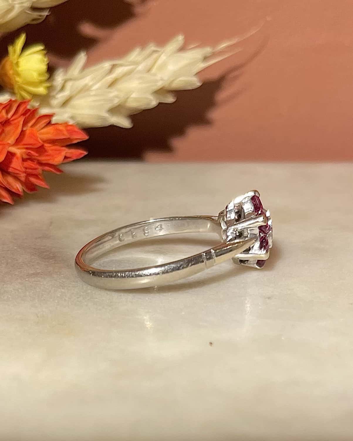 Bague Marguerite Rubis coeur Diamant "Célène" - Elliade Paris