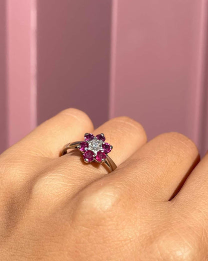 Bague Marguerite Rubis coeur Diamant &quot;Célène&quot; - Elliade Paris