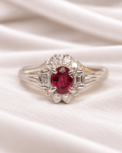Bague Marguerite Rubis &amp; Diamants 0.30 carat "Léonce" - Elliade Paris
