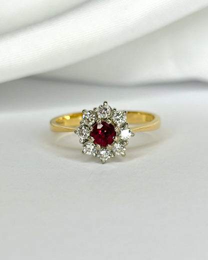 Bague Marguerite Rubis &amp; Diamants 0.40 carat "Hemma" - Elliade Paris