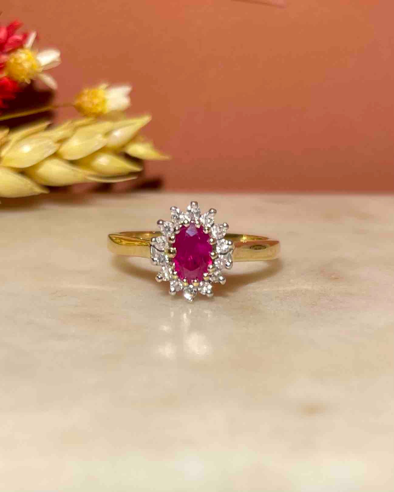 Bague Marguerite Rubis &amp; Diamants "Alice" - Elliade Paris