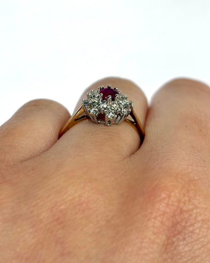 Bague Marguerite Rubis &amp; Diamants "Célia" - Elliade Paris
