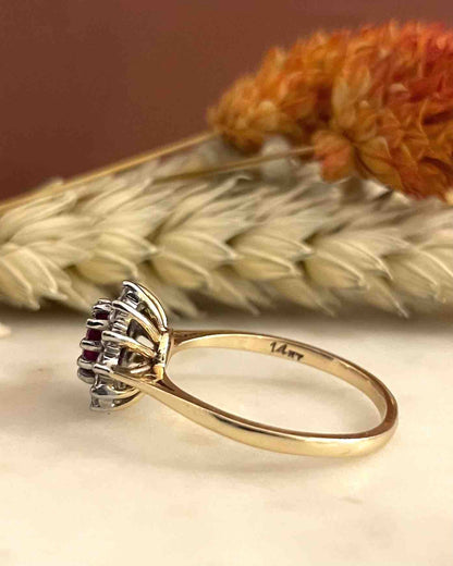 Bague Marguerite Rubis &amp; Diamants &quot;Eleanor&quot; - Elliade Paris
