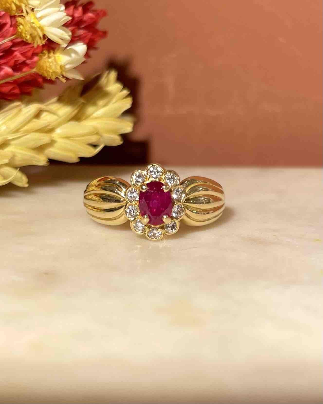 Bague Marguerite Rubis &amp; Diamants "Laureen" - Elliade Paris