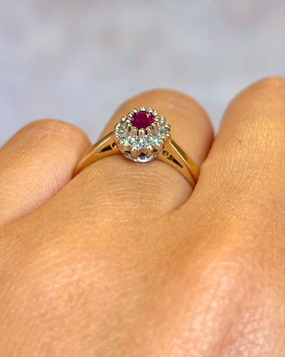 Bague Marguerite Rubis &amp; Diamants "Liane" - Elliade Paris