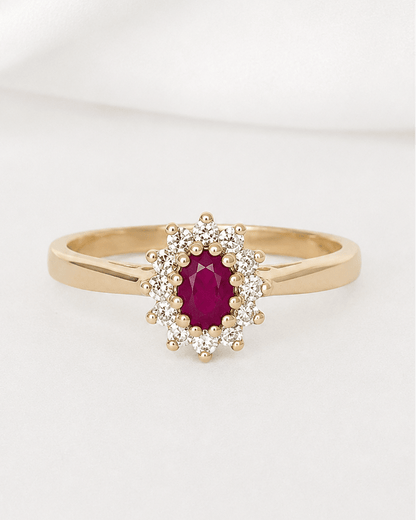 Bague Marguerite Rubis &amp; Diamants "Liane" - Elliade Paris