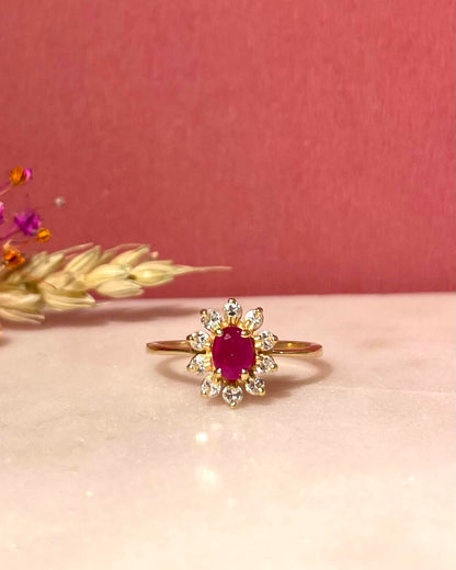 Bague Marguerite Rubis &amp; Diamants &quot;Lya&quot; - Elliade Paris