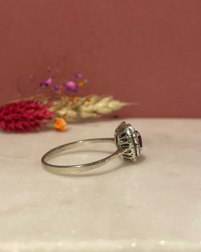 Bague Marguerite Rubis &amp; Diamants &quot;Méline&quot; - Elliade Paris