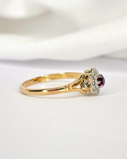 Bague Marguerite Rubis &amp; Diamants "Monica" - Elliade Paris