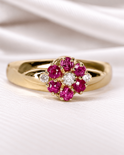 Bague Marguerite Rubis &amp; Diamants "Verika" - Elliade Paris