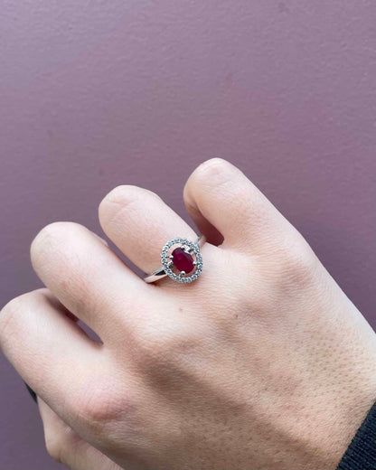 Bague Style Art-Déco Marguerite Rubis et 20 Diamants &quot;Slovène&quot;