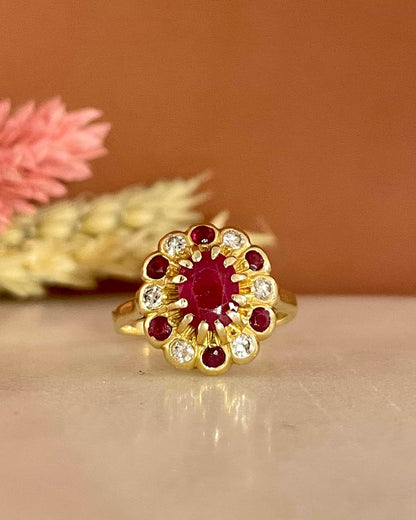 Bague Marguerite Rubis 1.54 carat &amp; Diamants &quot;Rayna&quot;