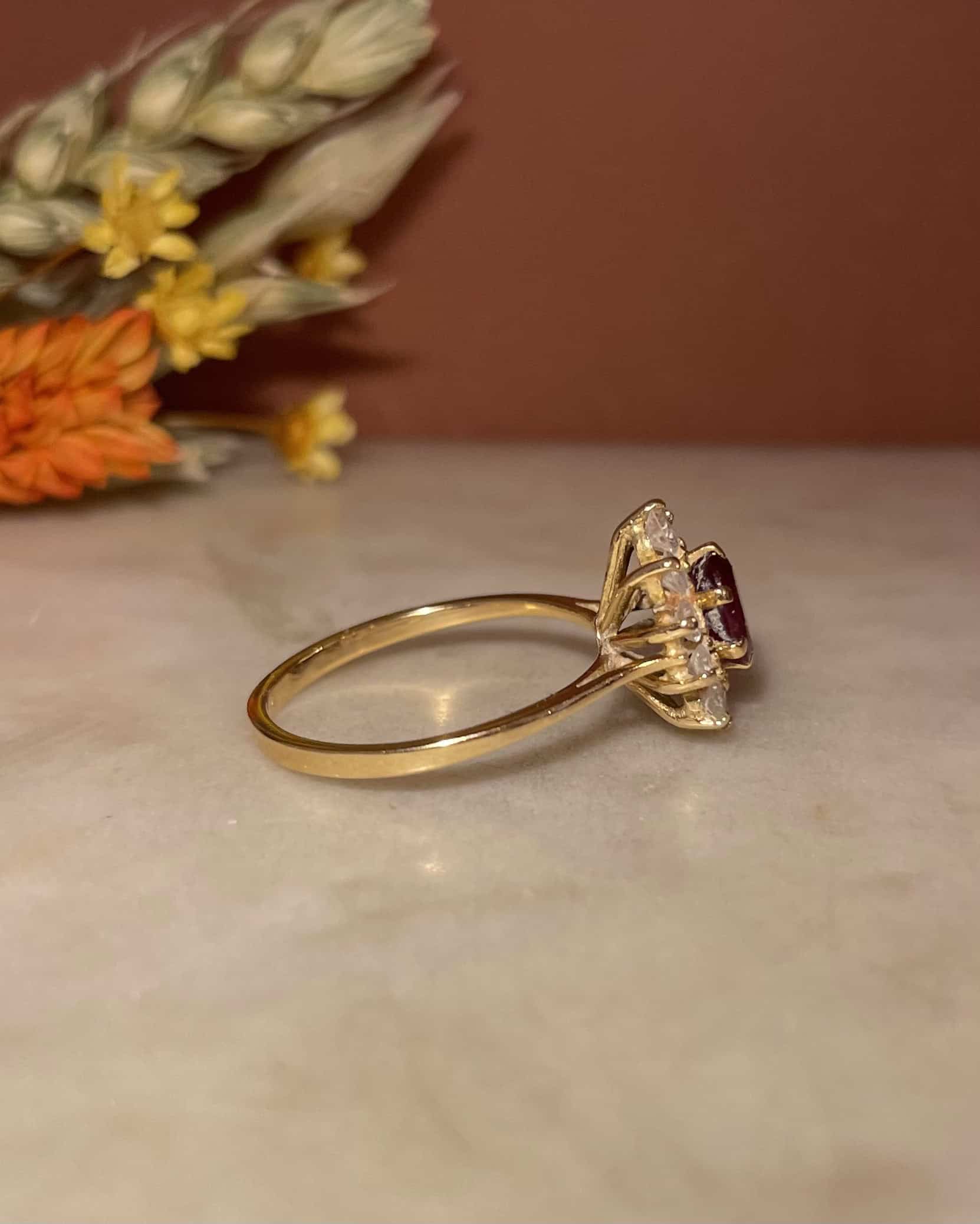 "Emriella" 1 Carat Ruby &amp;amp; 10 Diamond Daisy Ring