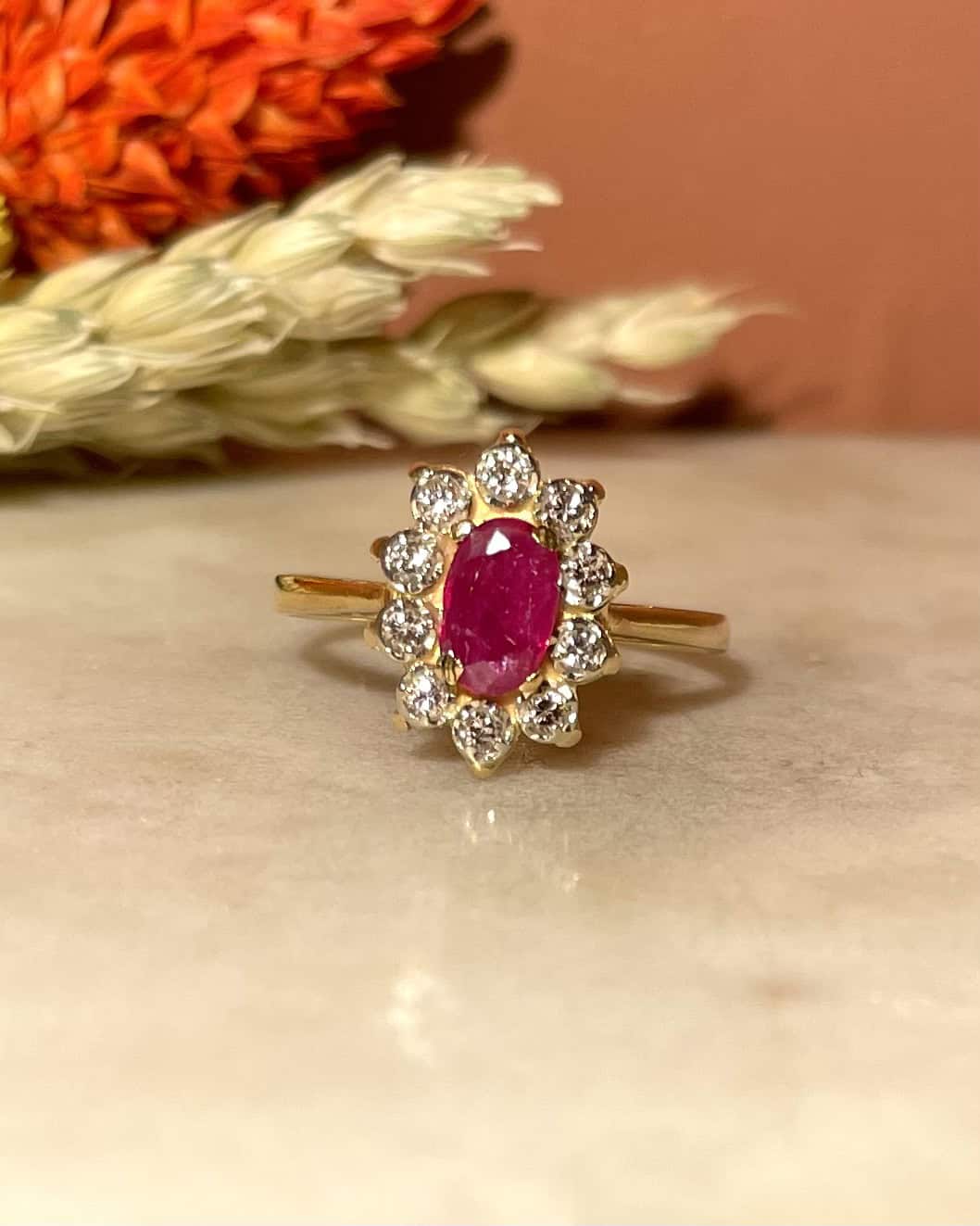 Bague Marguerite Rubis &amp; 10 Diamants &quot;Sofia&quot;
