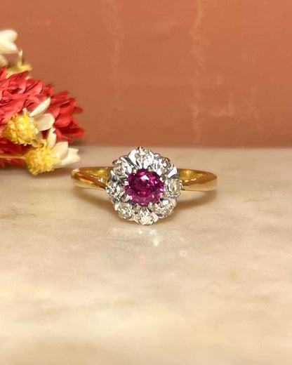 Bague Marguerite Rubis et Diamants &quot;Youna&quot; - Elliade Paris