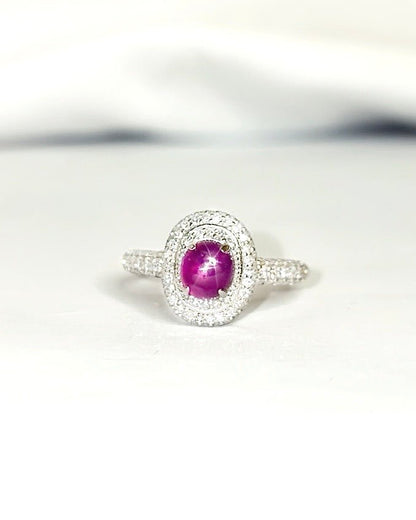 Bague Marguerite Rubis étoilé birman 1.46 carats &amp; Diamants "Céliane" - Elliade Paris