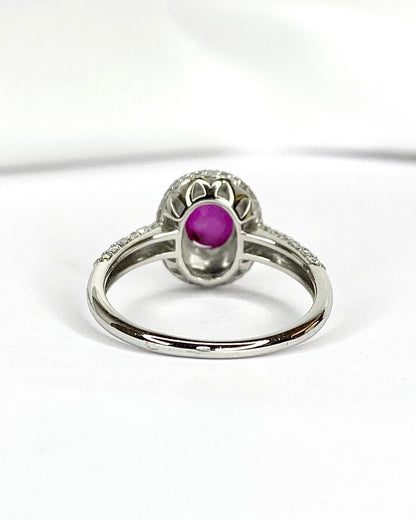 Bague Marguerite Rubis étoilé birman 1.46 carats &amp; Diamants "Céliane" - Elliade Paris