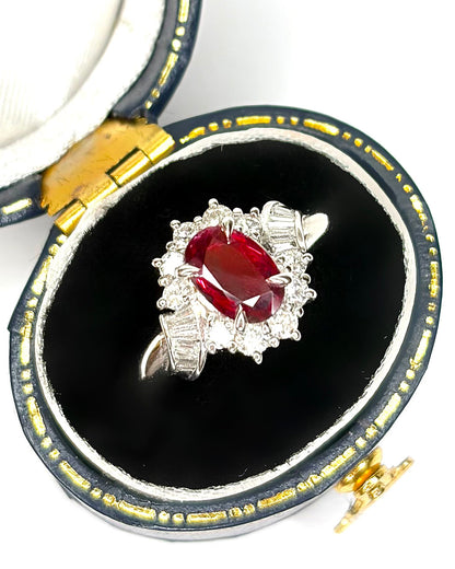 Bague Marguerite Rubis Mozambicain 0.71 carat &amp; Diamants 0.43 carat "Melinda" - Elliade Paris
