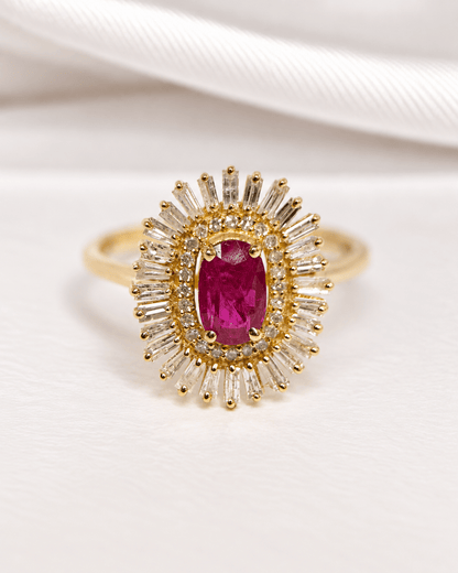 Bague Marguerite Rubis Mozambicain 0.82 carat &amp; Diamants 0.63 carat "Biena" - Elliade Paris