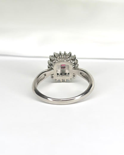 Bague Marguerite Rubis Mozambien 0.43 carat &amp; Diamants 0.43 carat "Monica" - Elliade Paris