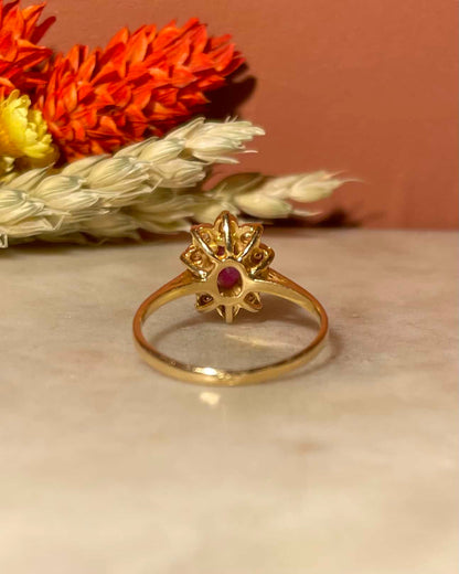 Bague Marguerite Rubis &amp; 10 Diamants &quot;Sofia&quot;