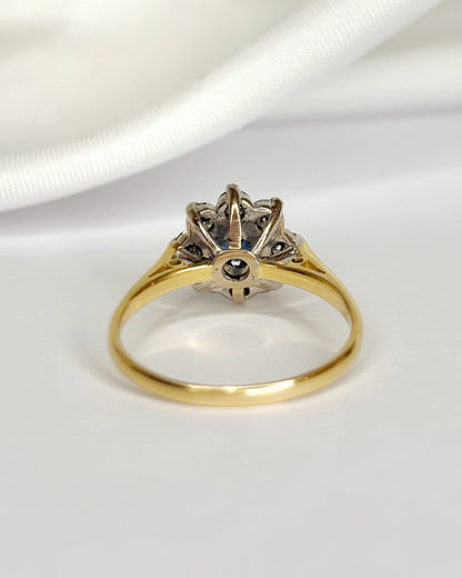 Bague Marguerite Saphir 0.22 carat &amp; Diamants 0.32 carat "Elena" - Elliade Paris