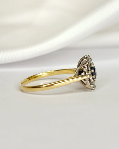 Bague Marguerite Saphir 0.22 carat &amp; Diamants 0.32 carat "Elena" - Elliade Paris