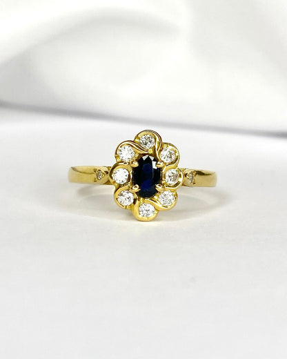 Bague Marguerite Saphir 0.30 carat &amp; Diamants 0.26 carat "Sandra" - Elliade Paris
