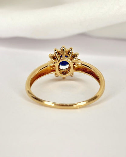 Bague Marguerite Saphir 0.35 carat &amp; Diamants 0.36 carat "Cassandra" - Elliade Paris