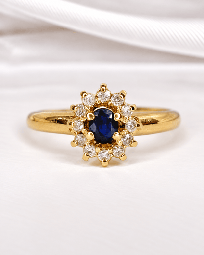 Bague Marguerite Saphir 0.35 carat &amp; Diamants 0.36 carat "Cassandra" - Elliade Paris