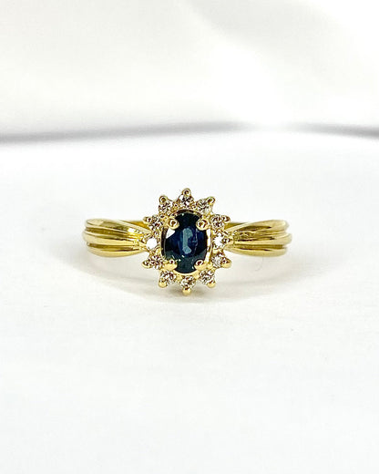 Bague Marguerite Saphir 0.43 carat &amp; Diamants "Mathilde" - Elliade Paris