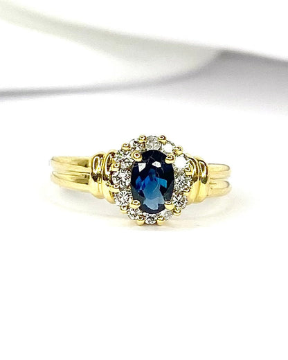 Bague Marguerite Saphir 0.50 carat &amp; Diamants 0.30 carat "Lynn" - Elliade Paris