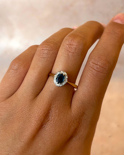 Bague Marguerite Saphir 0.50 carat &amp; Diamants "Alba" - Elliade Paris