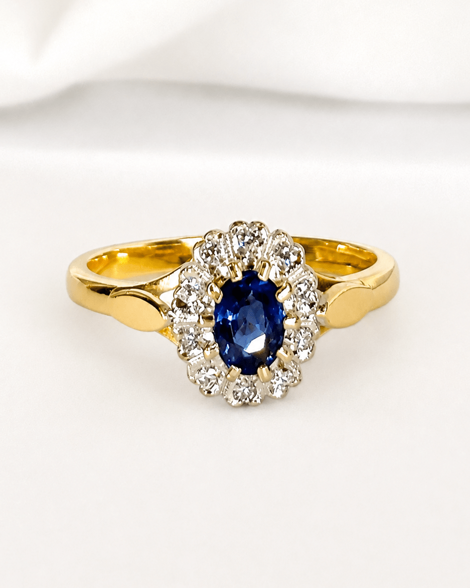 Bague Marguerite Saphir 0.50 carat &amp; Diamants "Valentine" - Elliade Paris