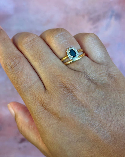 Bague Marguerite Saphir 0.50 carat &amp; Diamants "Vera" - Elliade Paris
