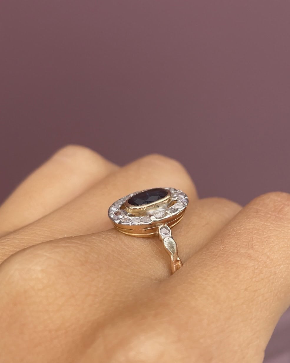 Bague Marguerite Saphir 0.55 carat &amp; Diamants "Elise" - Elliade Paris