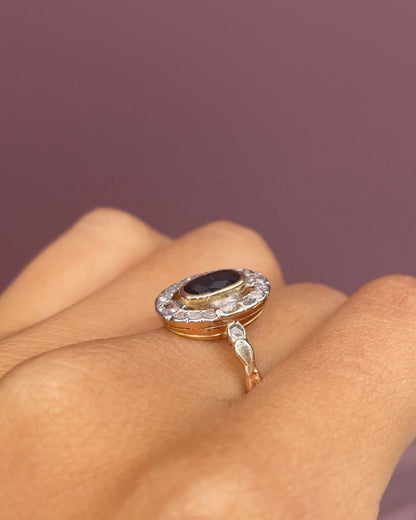 Bague Marguerite Saphir 0.55 carat &amp; Diamants &quot;Elise&quot; - Elliade Paris