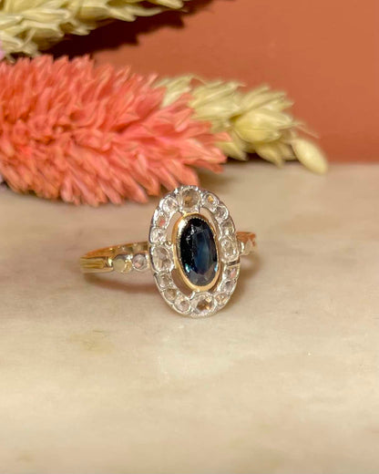 Bague Marguerite Saphir 0.55 carat &amp; Diamants &quot;Elise&quot; - Elliade Paris