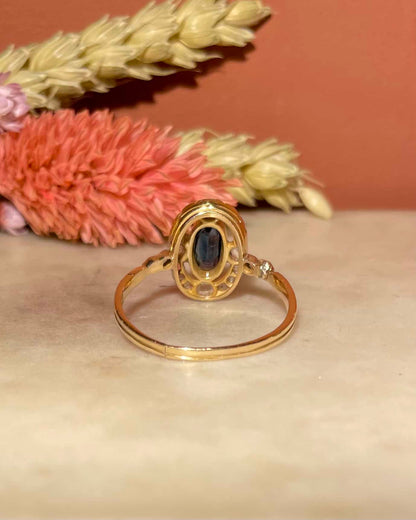Bague Marguerite Saphir 0.55 carat &amp; Diamants &quot;Elise&quot; - Elliade Paris