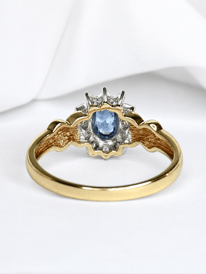 Bague Marguerite Saphir 0.55 carat &amp; Diamants "Sonia" - Elliade Paris