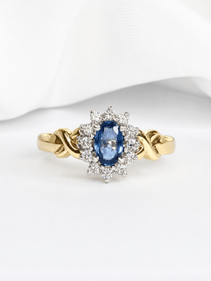 Bague Marguerite Saphir 0.55 carat &amp; Diamants "Sonia" - Elliade Paris